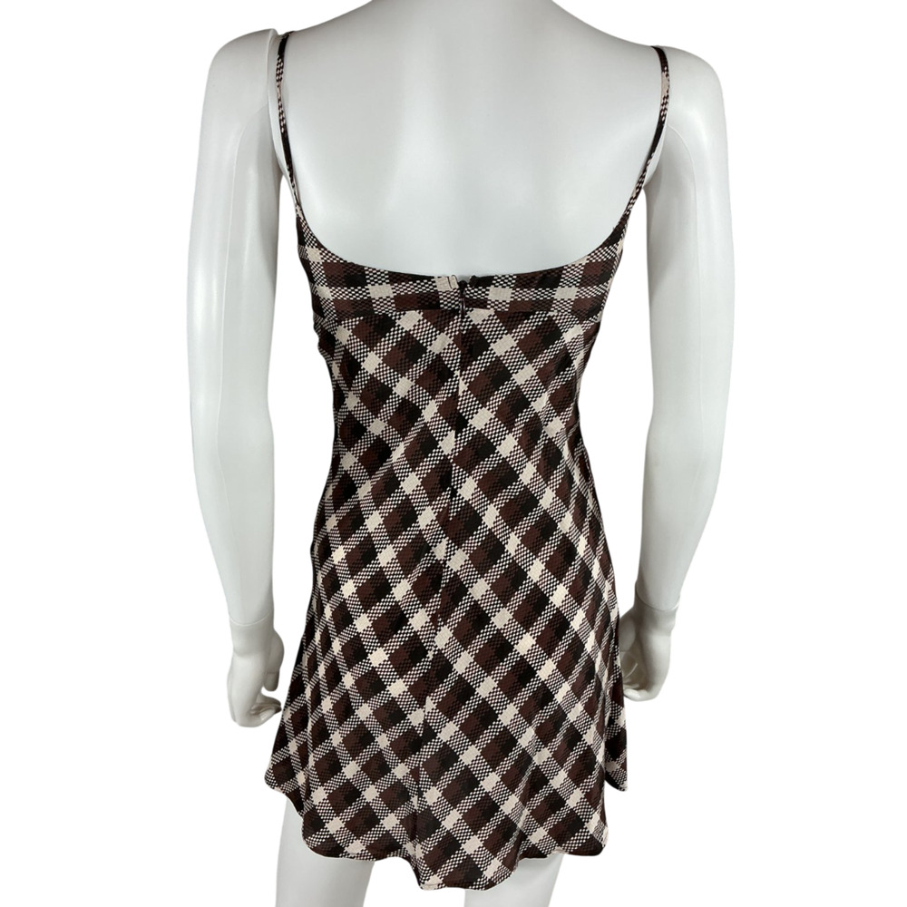 Bec + Bridge Checkered Brown Chiara Mini Dress Size AUS 8 / US 4 - Picture 3 of 4